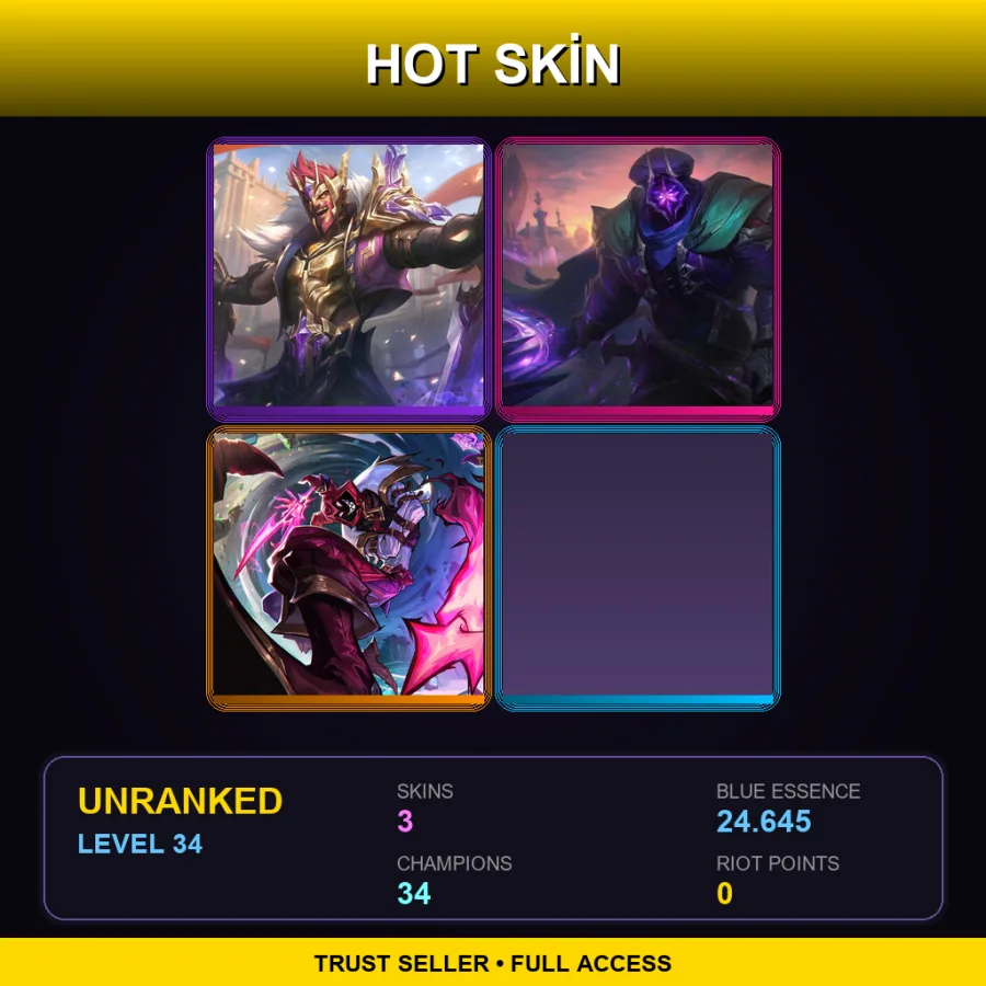 EUNE | Lv34 | Unranked | 3 Skin | 34 Champ
