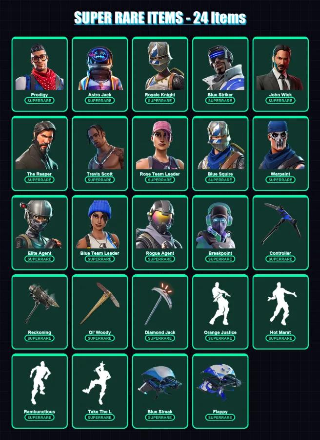 [PC/XBOX/PSN] | Prodigy | Astro Jack | Royale Knight | Blue Striker | John Wick | 123 skin | 106 pickaxe | 133 emote | 90 glider | Lv1057