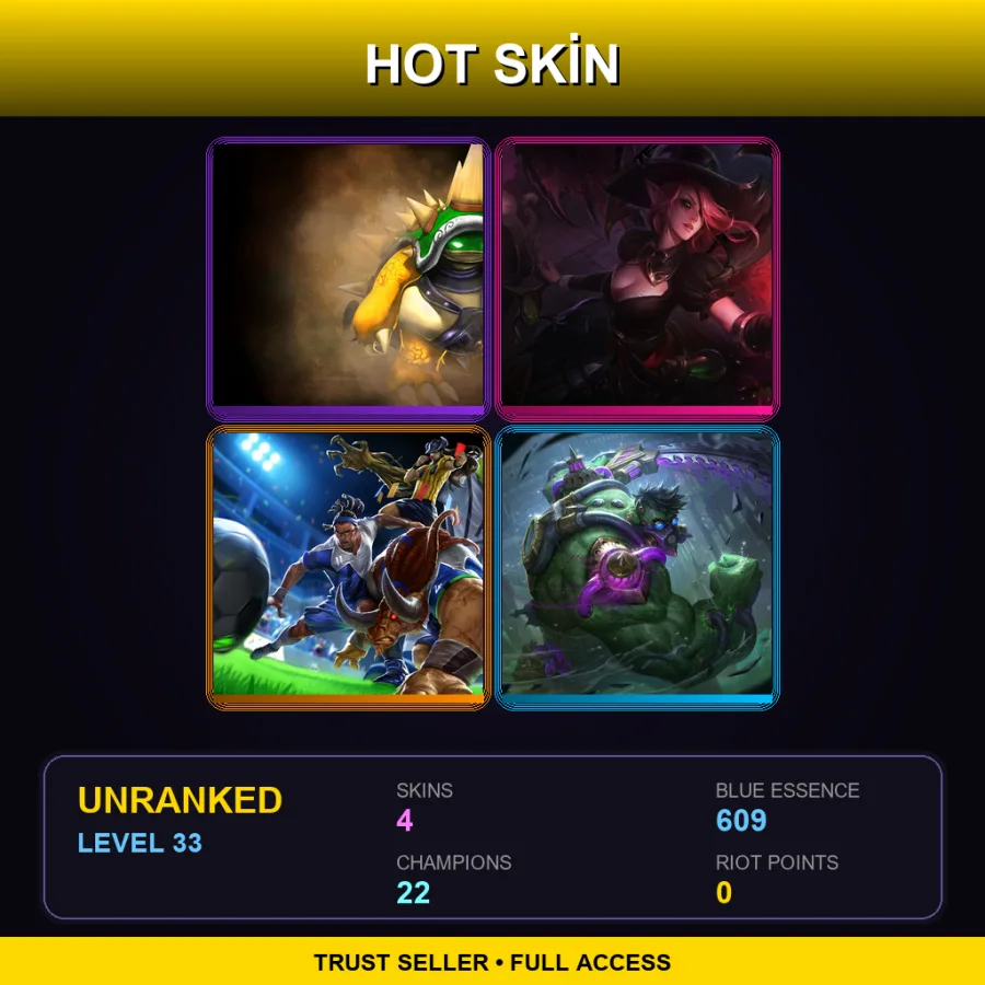 VN | Lv33 | Unranked | 4 Skin | 22 Champ