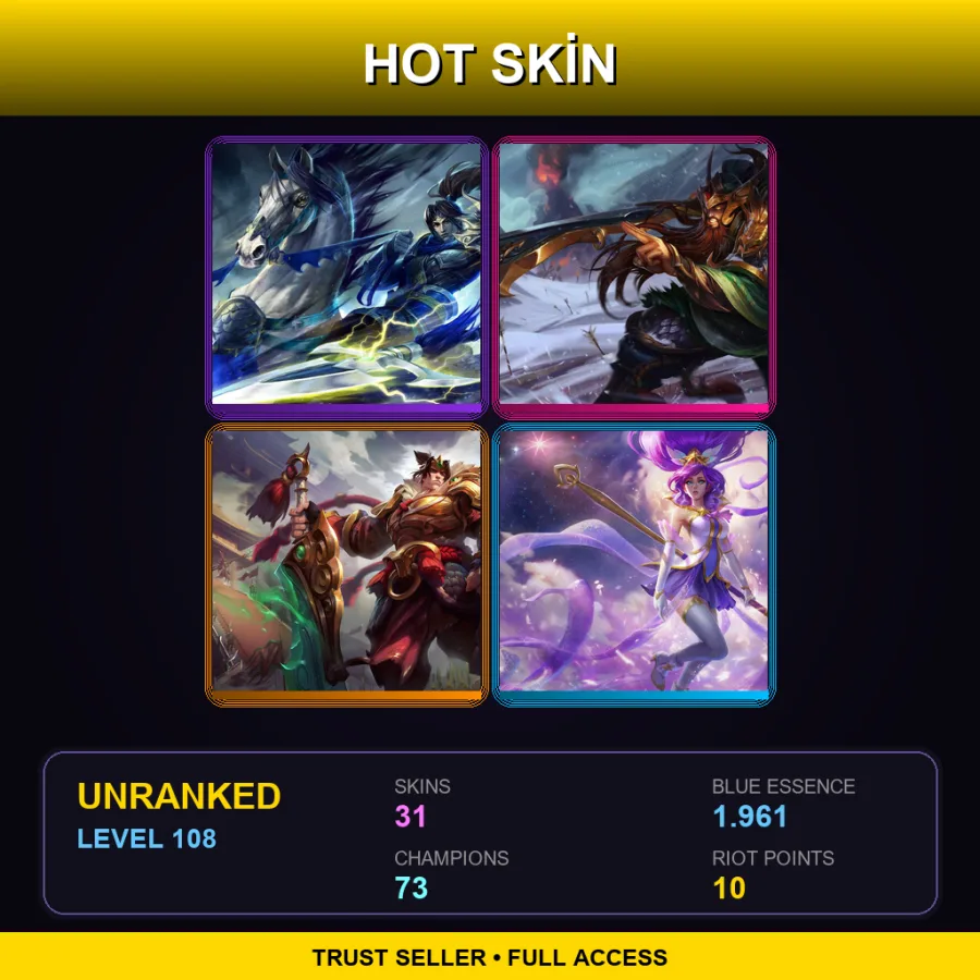 SG | Lv108 | Unranked | 31 Skin | 73 Champ