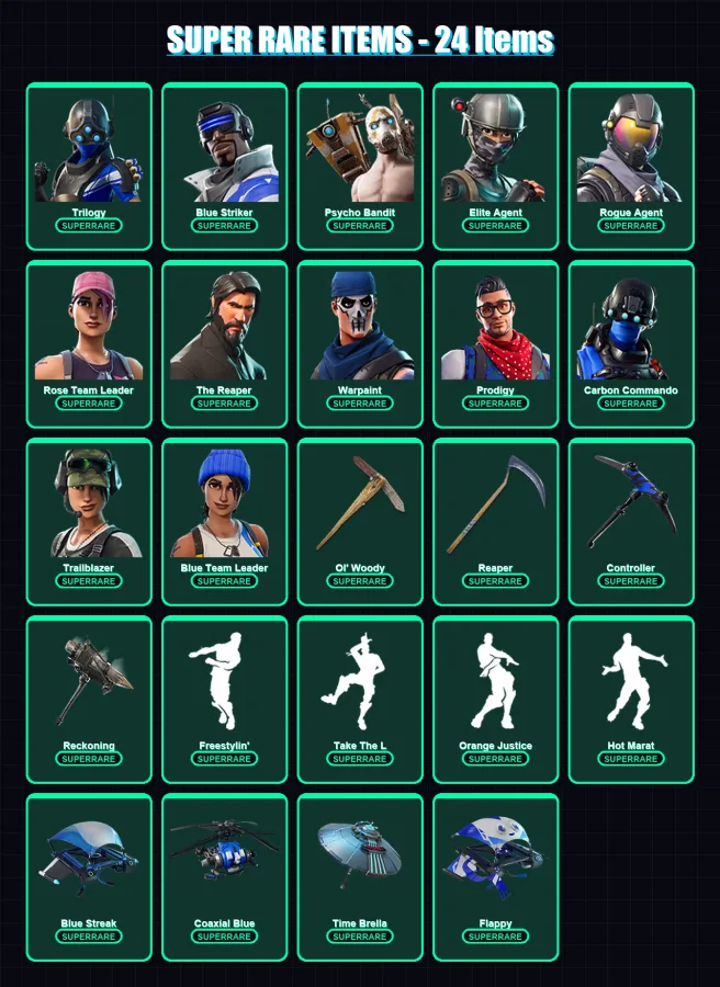 [PS4/PS5/XBOX/PC] | Trilogy | Blue Striker | Psycho Bandit | Elite Agent | Rogue Agent | 246 skin | 266 pickaxe | 198 emote | 168 glider | Lv3130