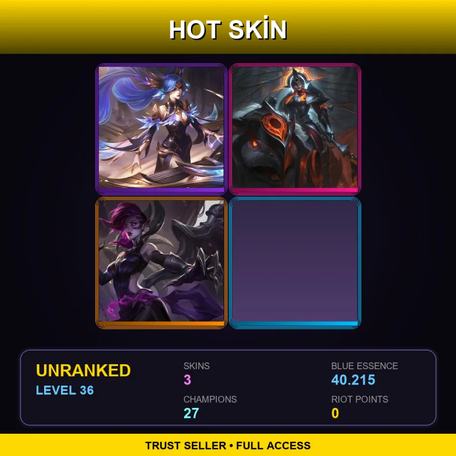 EUW | Lv36 | Unranked | 3 Skin | 27 Champ