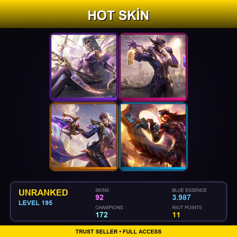 LAS | Lv195 | Unranked | 92 Skin | 172 Champ — Battle Queen Miss Fortune