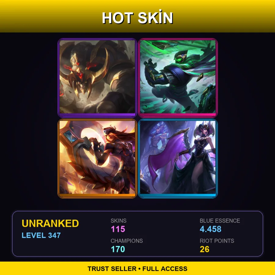 EUW | Conqueror Alistar | Conqueror Jax | Victorious Sivir | Victorious Morgana | 115 Skin | 170 Champ | Lv347