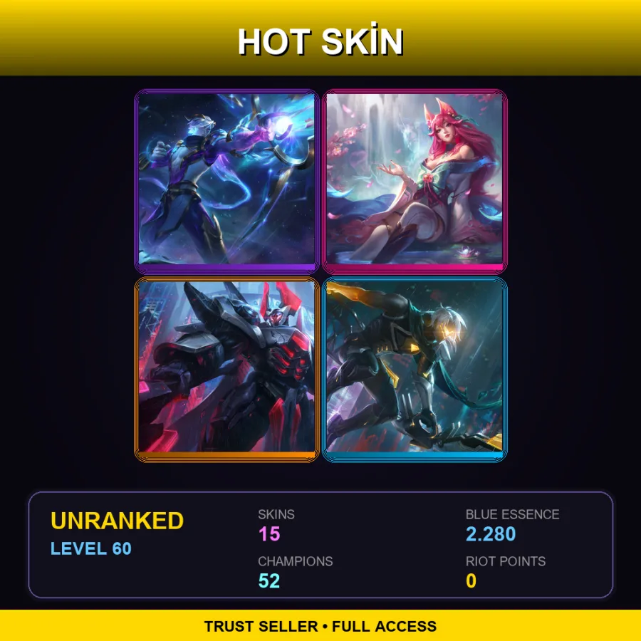 LAS | Lv60 | Unranked | 15 Skin | 52 Champ