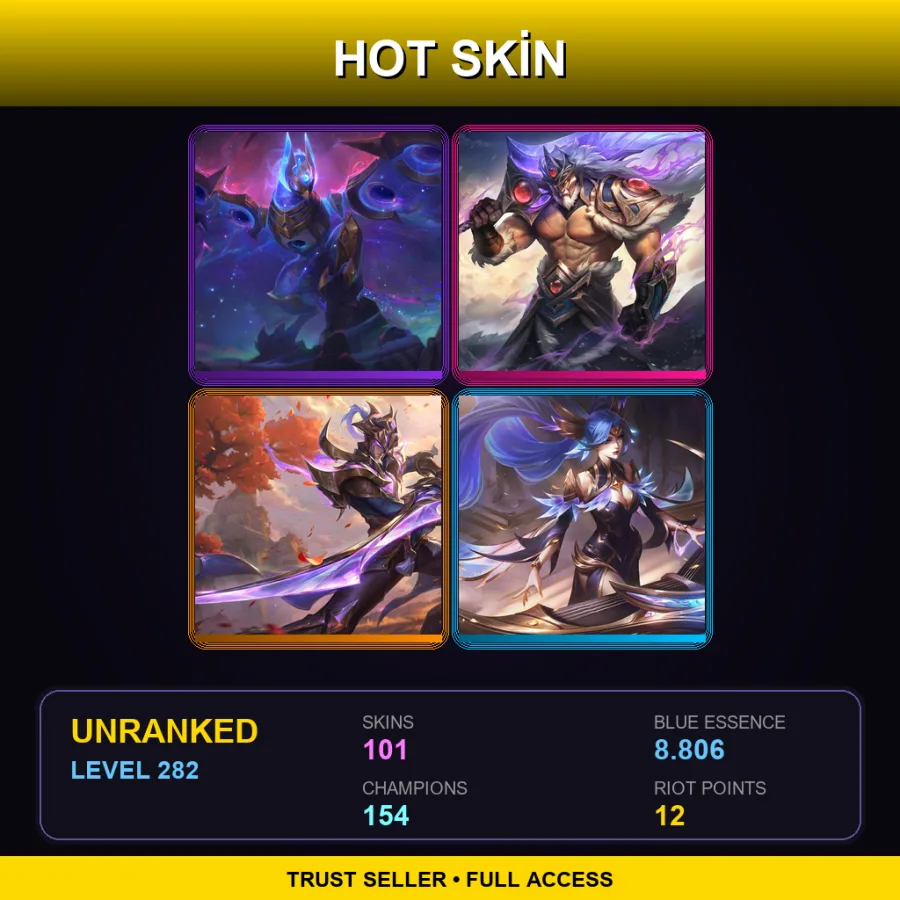 TR | Lv282 | Unranked | 101 Skin | 154 Champ — LoL account