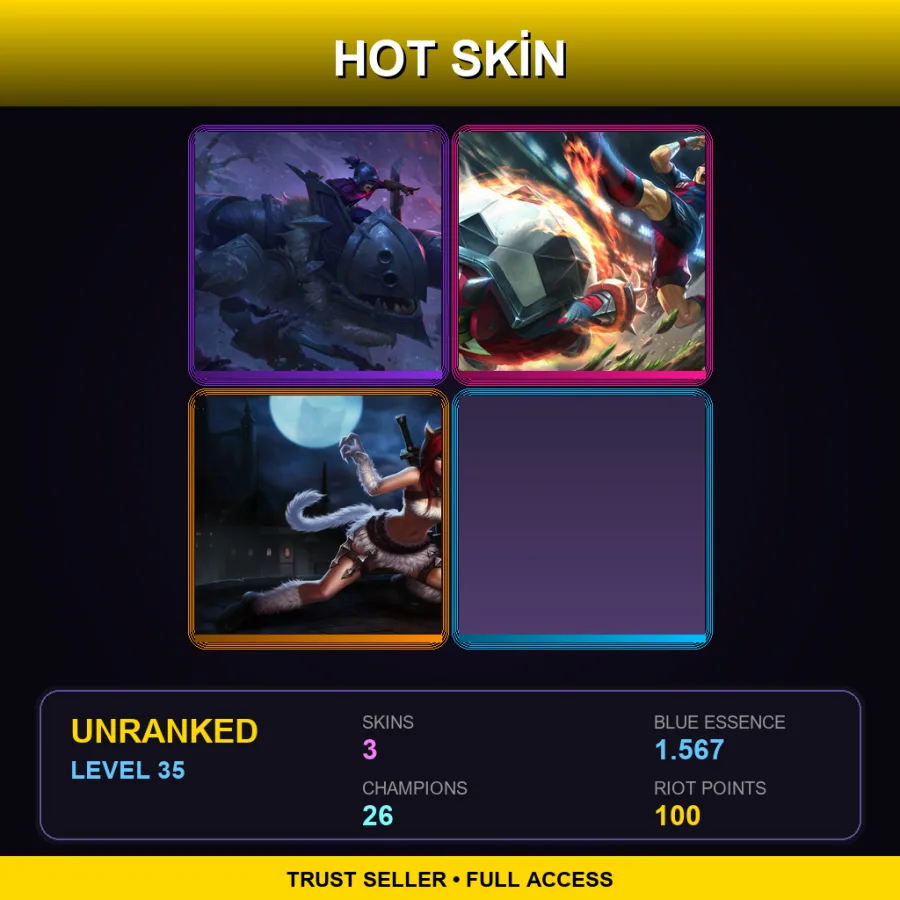 TR | Lv35 | Unranked | 3 Skin | 26 Champ — Kitty Cat Katarina