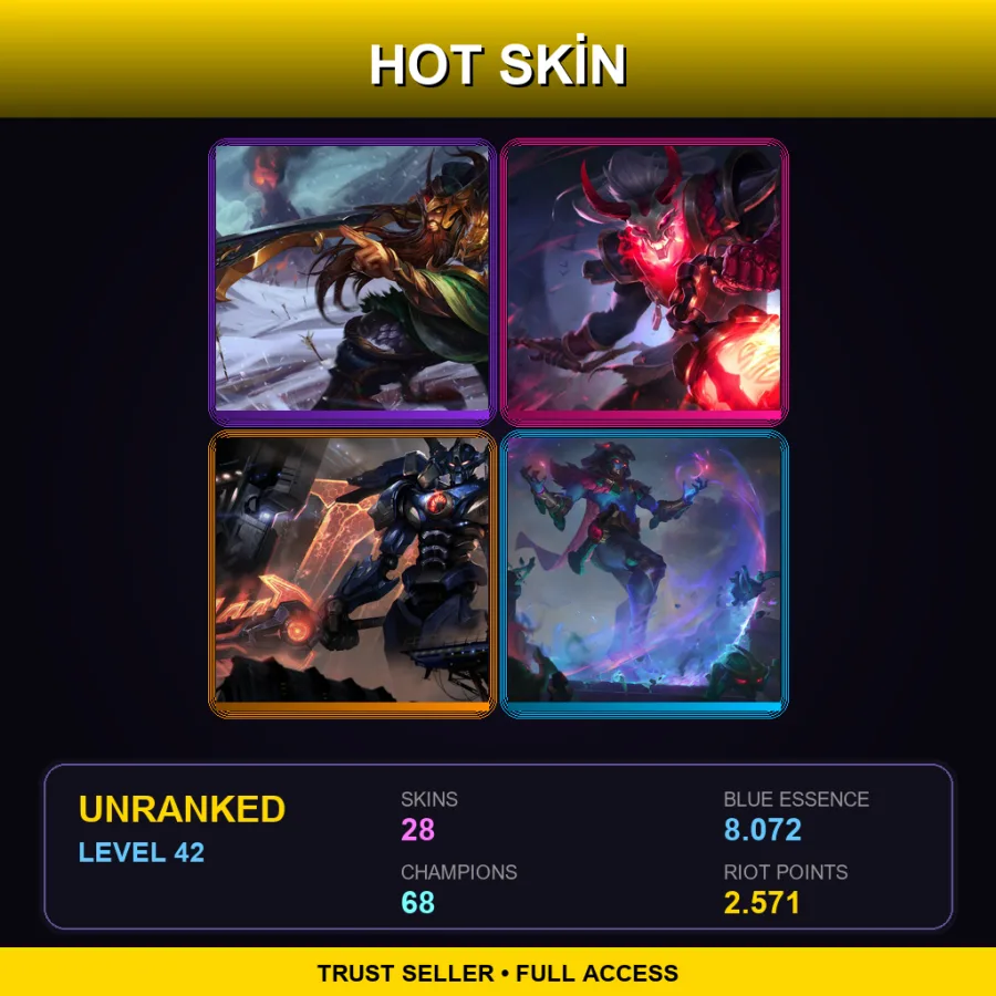 TR | Lv42 | Unranked | 28 Skin | 68 Champ — LoL account