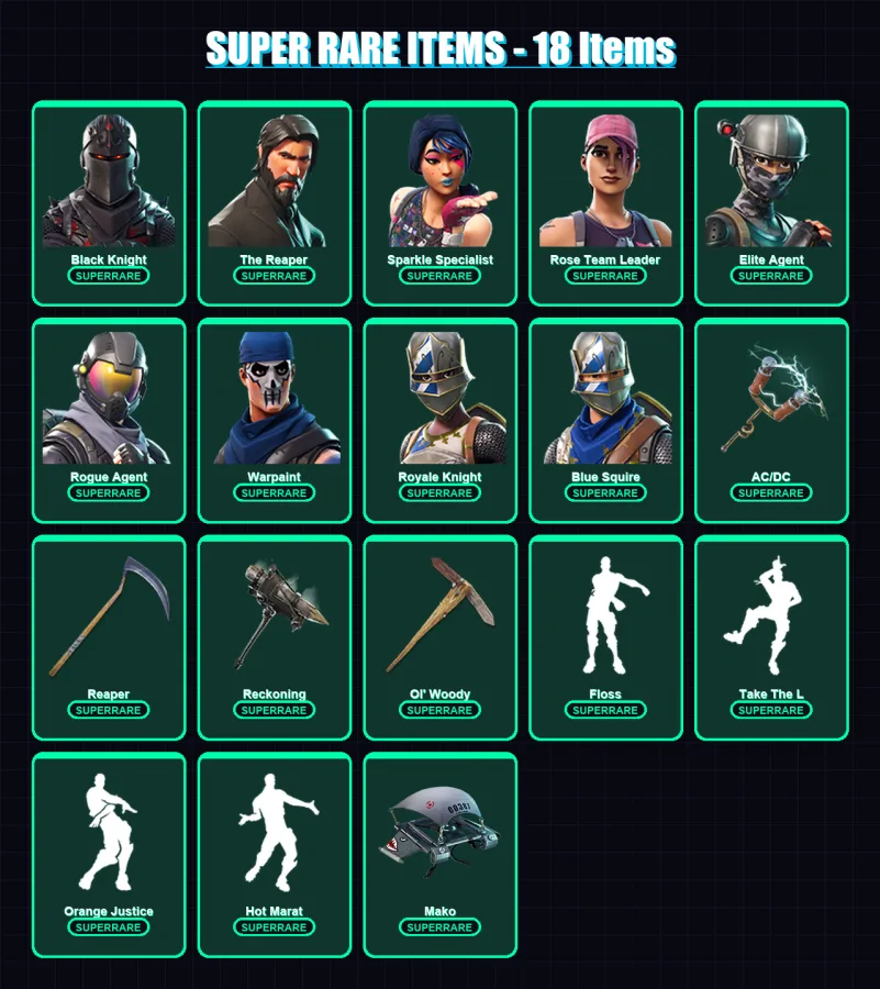 [PC/XBOX/PSN] | Black Knight | The Reaper | Sparkle Specialist | Omega | Rose Team Leader | 123 skin | 157 pickaxe | 120 emote | 113 glider | Lv2145