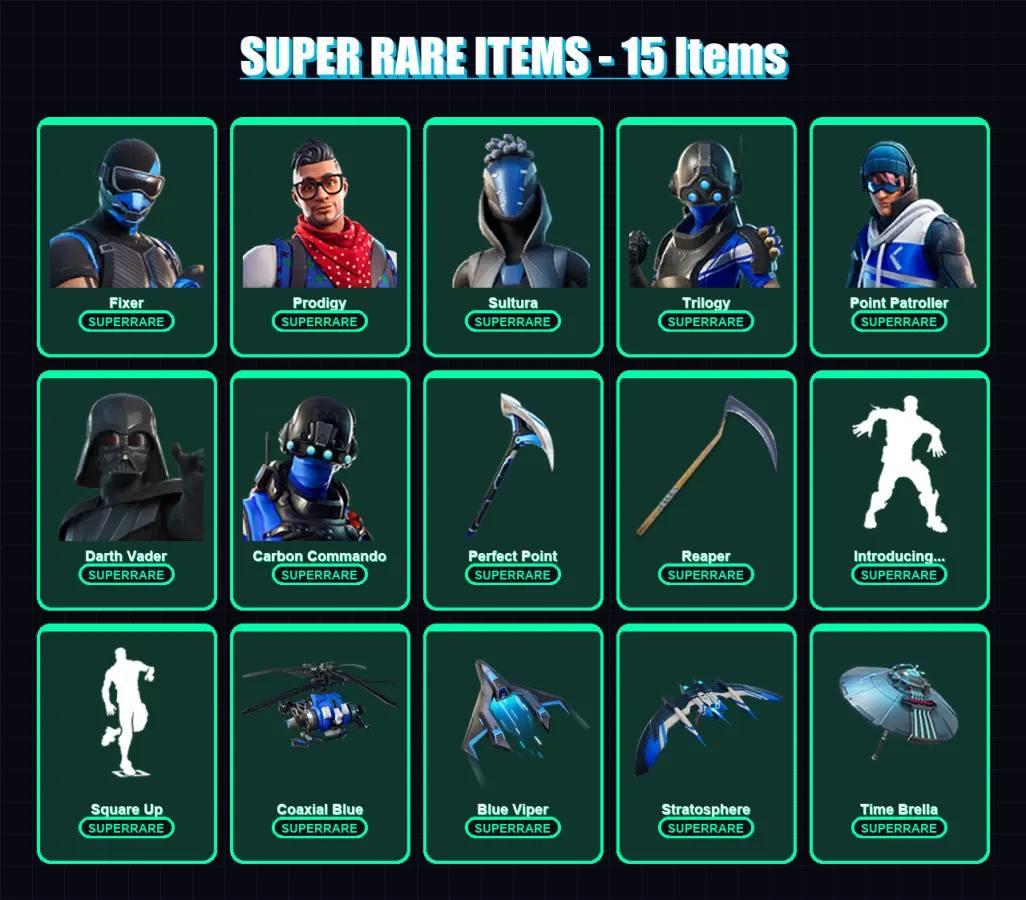 [PC] | Fixer | Prodigy | Sultura | Trilogy | Point Patroller | 193 skin | 193 pickaxe | 162 emote | 176 glider | Lv2910 — Fortnite account