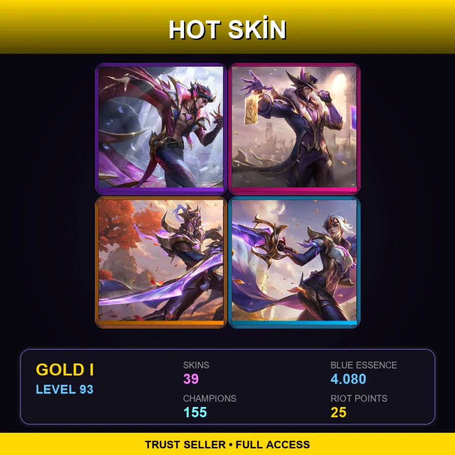EUW | Lv93 | Gold I | 39 Skin | 155 Champ