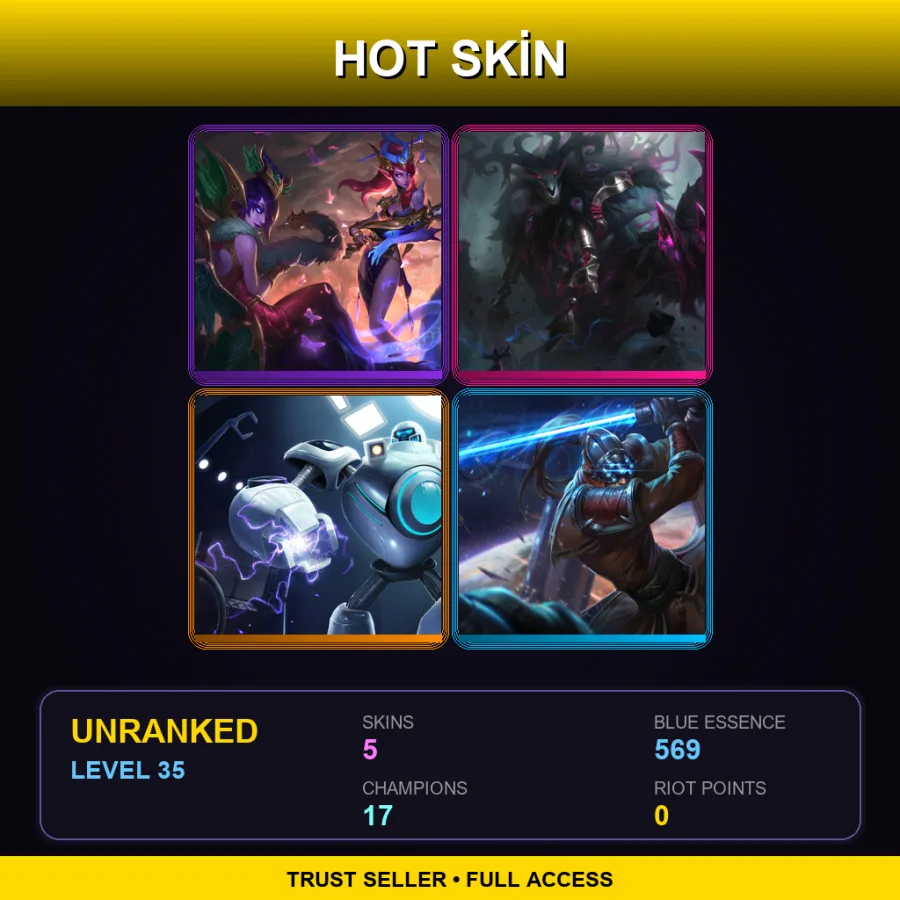 TR | Lv35 | Unranked | 5 Skin | 17 Champ — LoL account