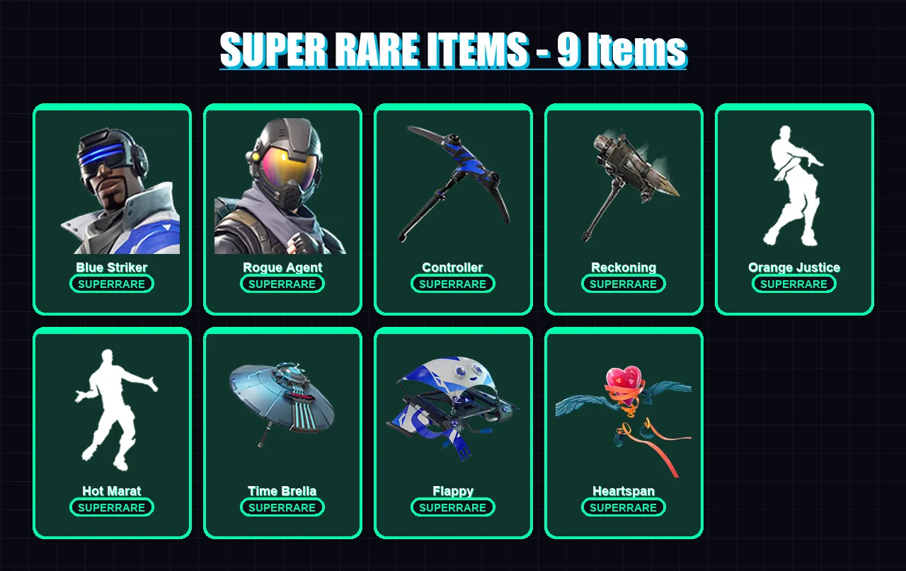 [PS4/PS5/XBOX/PC] | Blue Striker | Rogue Agent | Valeria | The Ice King | Peter Griffin | 85 skin | 78 pickaxe | 95 emote | 85 glider | Lv1265
