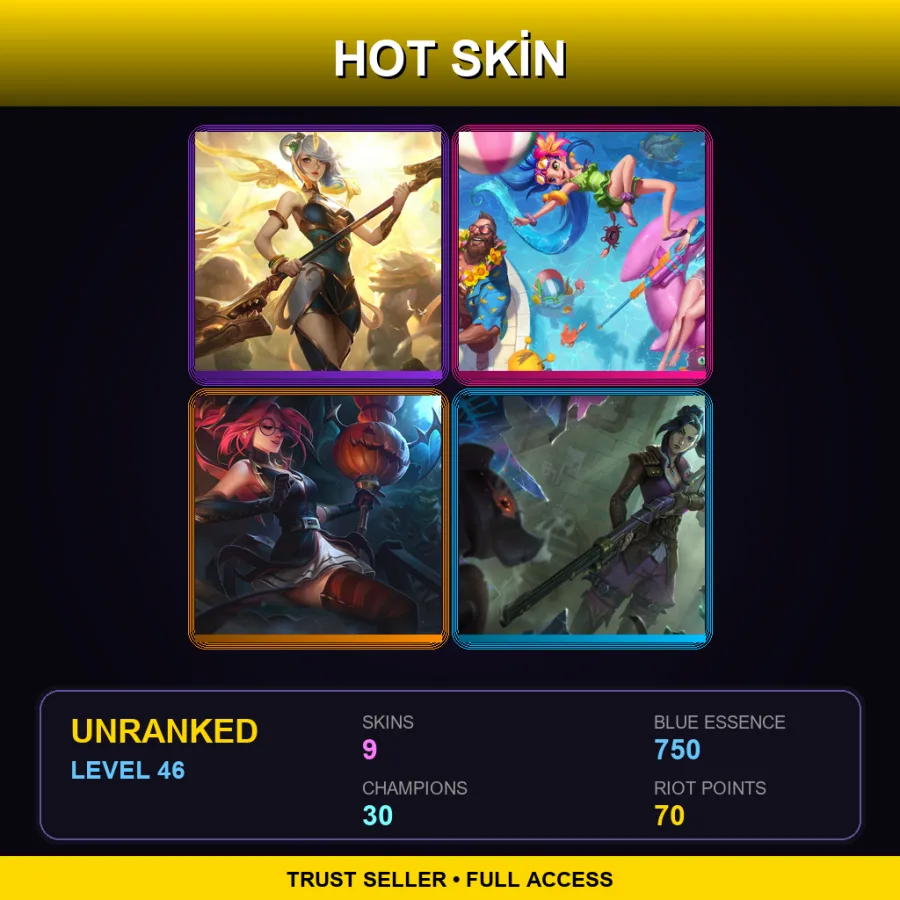 LAN | Lv46 | Unranked | 9 Skin | 30 Champ