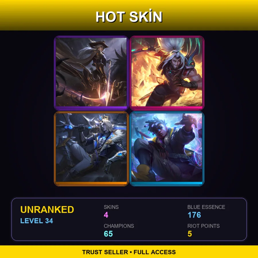 EUNE | Lv34 | Unranked | 4 Skin | 65 Champ