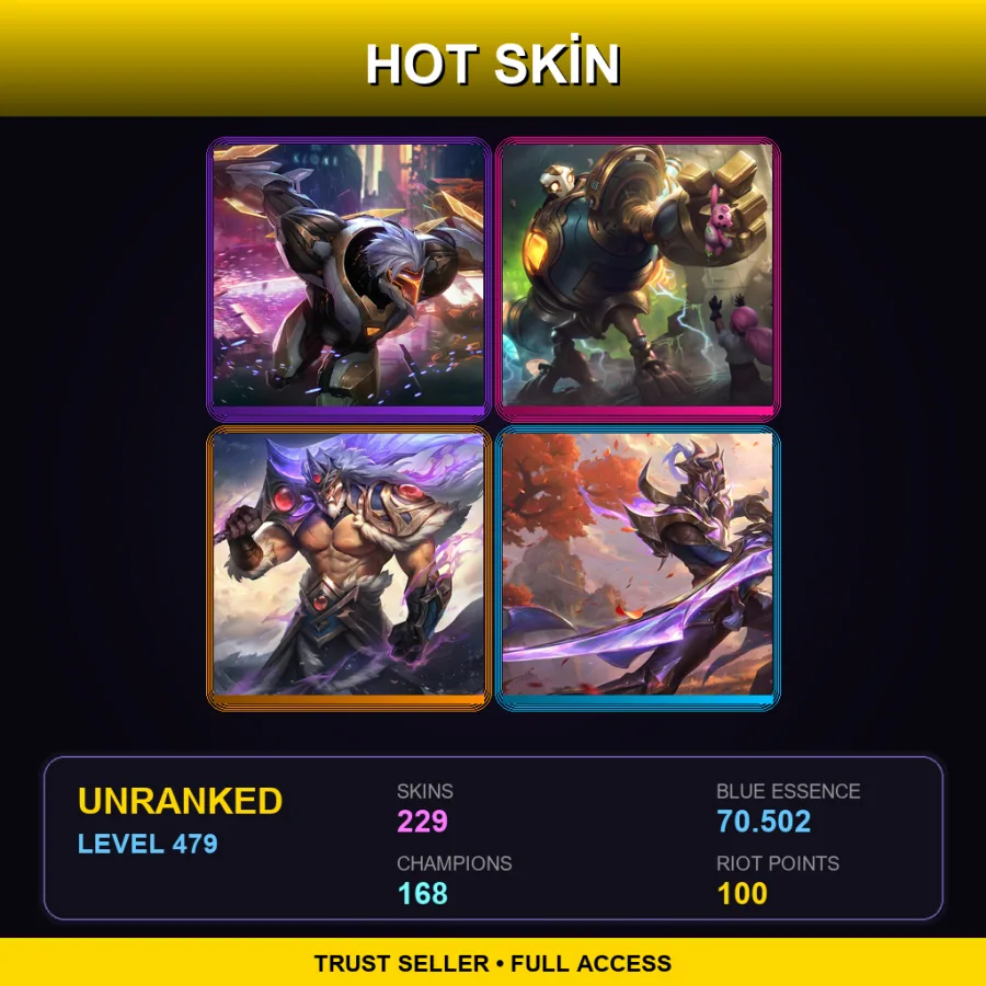 LAS | Lv479 | Unranked | 229 Skin | 168 Champ
