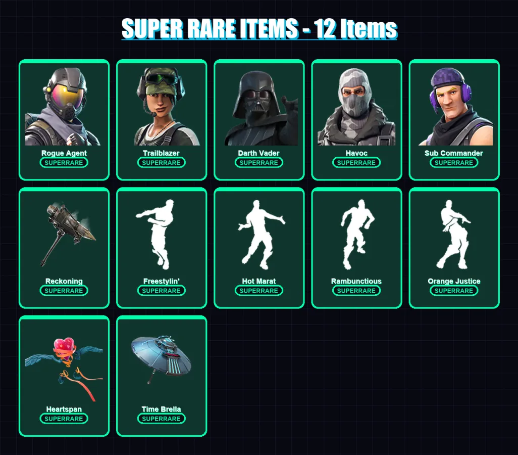 [PC/XBOX/PSN] | Rogue Agent | Trailblazer | Darth Vader | Havoc | Sub Commander | 92 skin | 77 pickaxe | 95 emote | 83 glider | Lv901