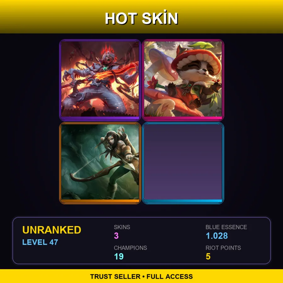 LAN | Lv47 | Unranked | 3 Skin | 19 Champ