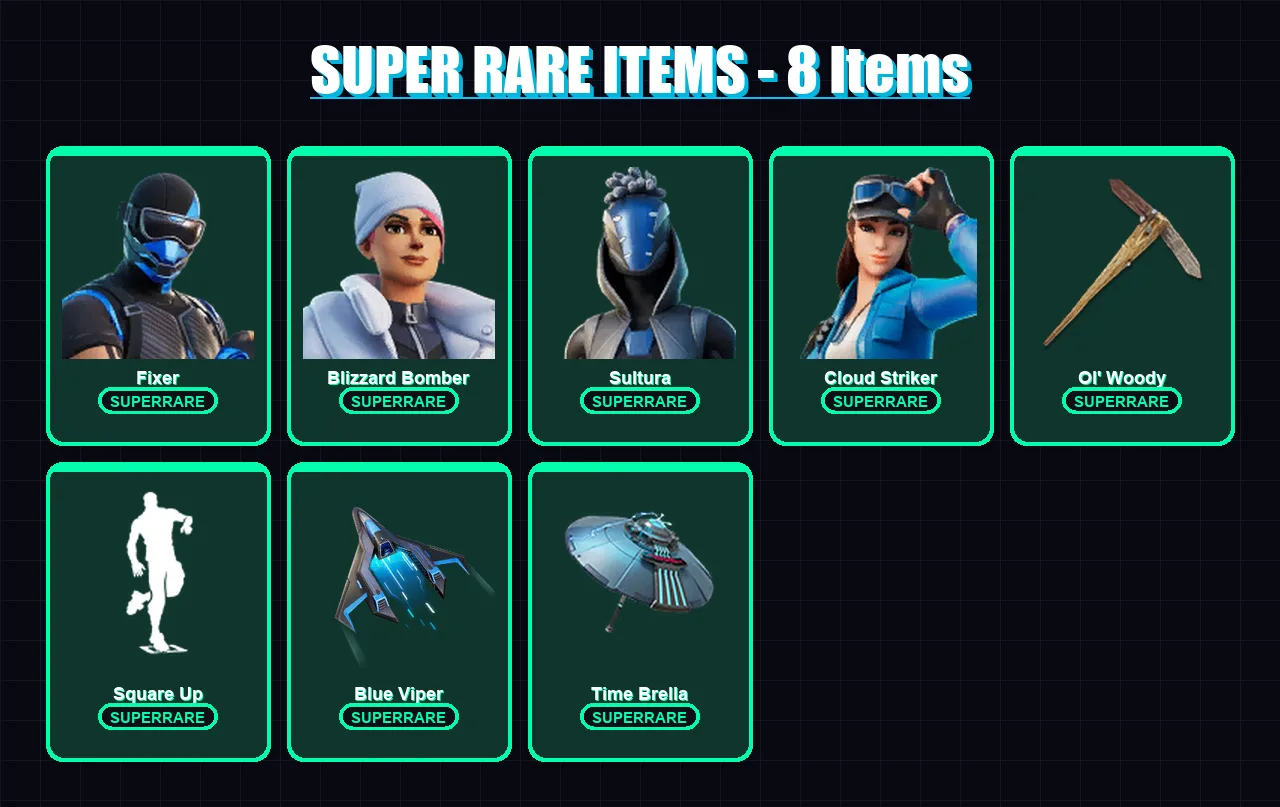 [PS4/PS5/XBOX/PC] | Fixer | Blizzard Bomber | Sultura | Cloud Striker | Raz | 170 skin | 199 pickaxe | 127 emote | 131 glider | Lv1416