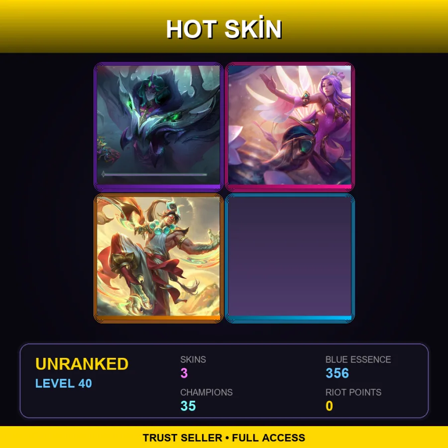 EUNE | Lv40 | Unranked | 3 Skin | 35 Champ — LoL account