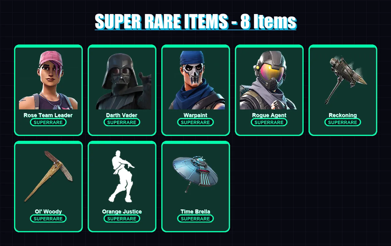 [PC/XBOX/PSN] | Rose Team Leader | Darth Vader | Warpaint | Rogue Agent | Ronin | 148 skin | 155 pickaxe | 124 emote | 149 glider | Lv2217