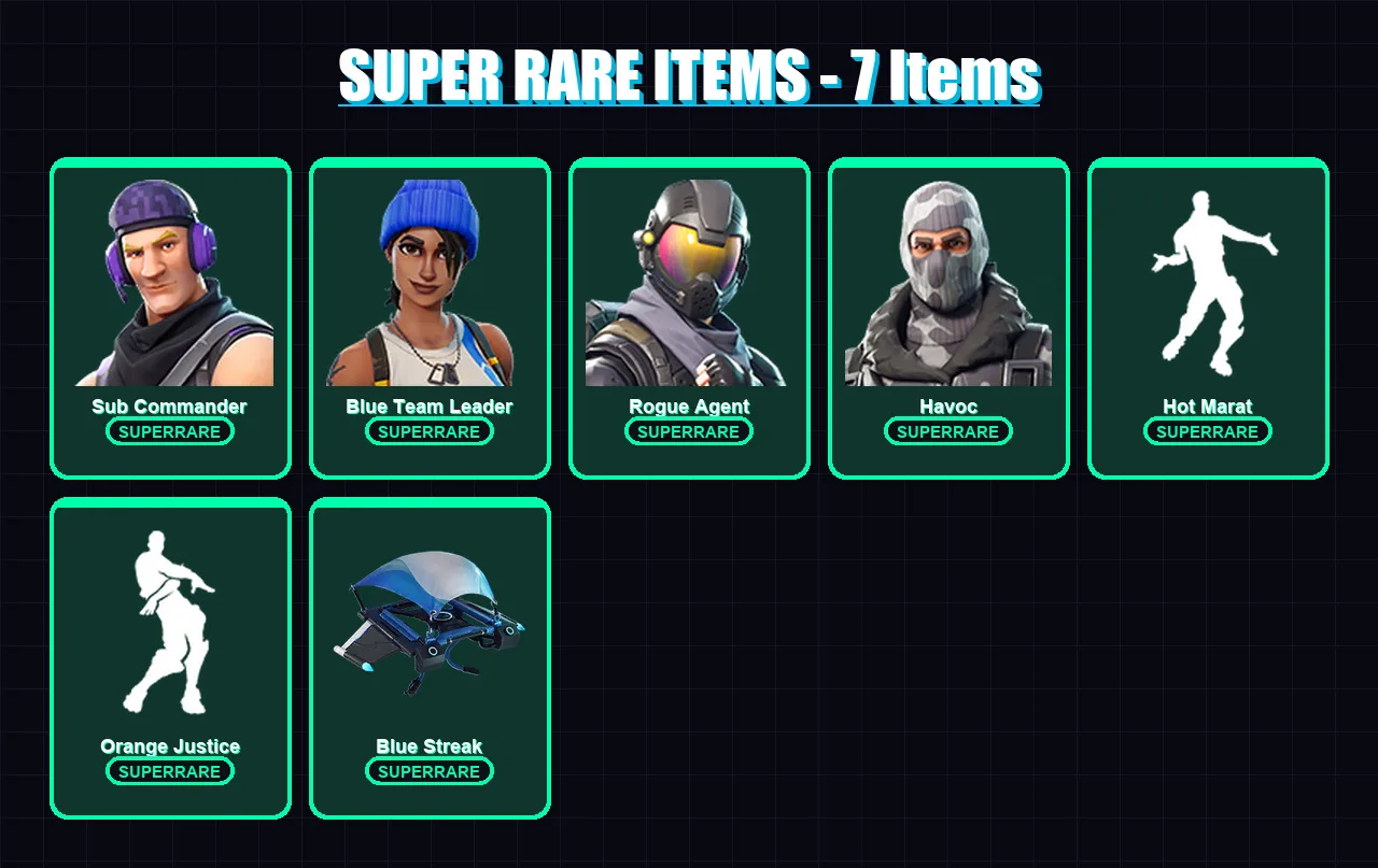 [PC/XBOX/PSN] | Sub Commander | Blue Team Leader | Rogue Agent | Havoc | Carbide | 32 skin | 23 pickaxe | 27 emote | 24 glider | Lv310