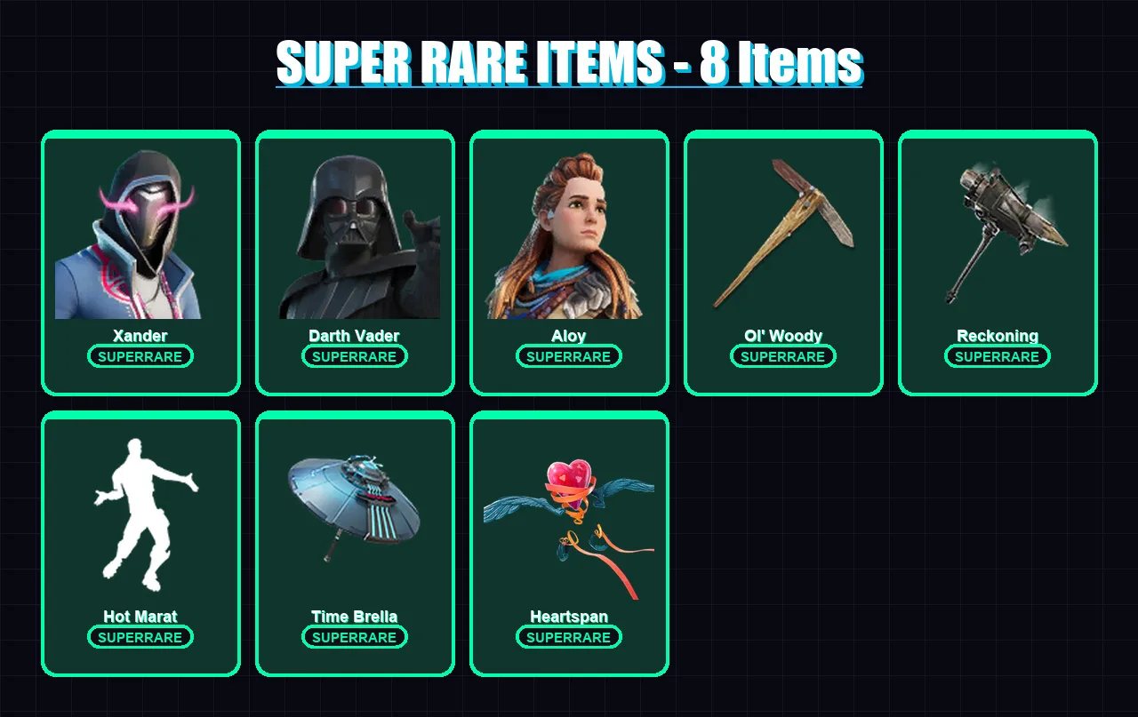 [PC/PSN] | Xander | Darth Vader | Aloy | Sorana | Hades | 549 skin | 507 pickaxe | 559 emote | 324 glider | Lv4326