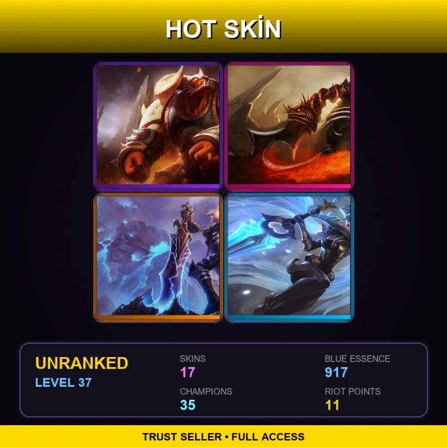 EUW | Lv37 | Unranked | 17 Skin | 35 Champ — LoL account