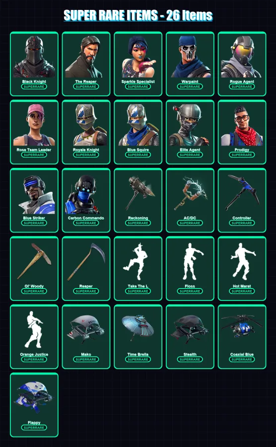[PC/XBOX/PSN] | Black Knight | The Reaper | Sparkle Specialist | Warpaint | Rogue Agent | 400 skin | 357 pickaxe | 511 emote | 239 glider | Lv2964