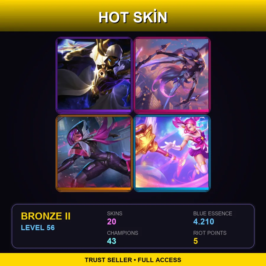 EUNE | Lv56 | Bronze II | 20 Skin | 43 Champ — LoL account