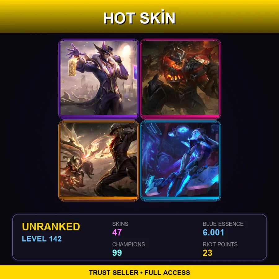 LAS | Lv142 | Unranked | 47 Skin | 99 Champ — Unranked / Smurf League of Legends