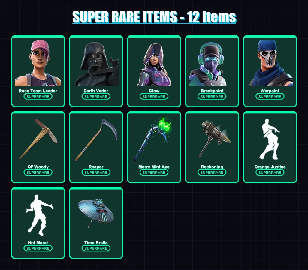 [PC/PSN] | Rose Team Leader | Darth Vader | Glow | Breakpoint | Warpaint | 256 skin | 302 pickaxe | 229 emote | 249 glider | Lv3537