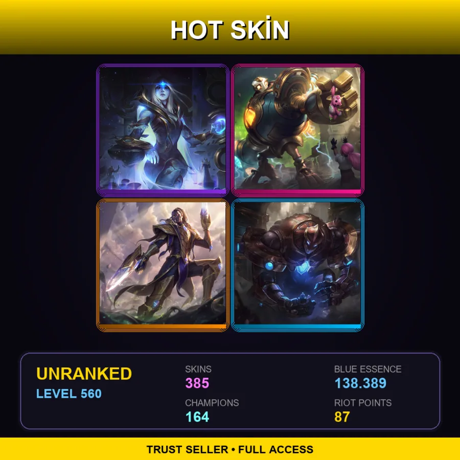 BR | Cosmic Queen Ashe | Victorious Blitzcrank | Victorious Lucian | Hextech Galio | 385 Skin | 164 Champ | Lv560