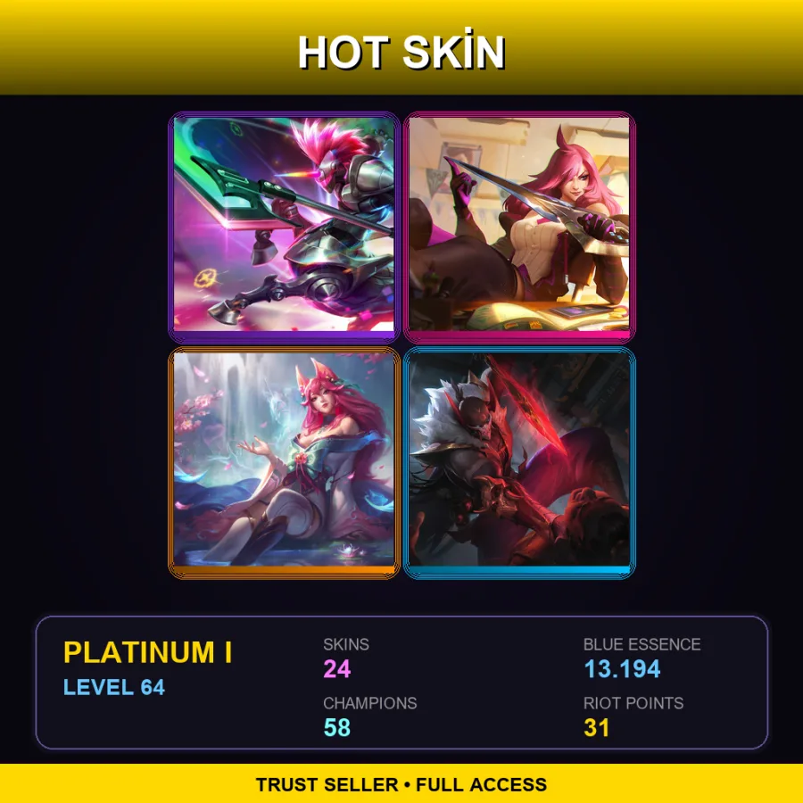 TR | Lv64 | Platinum I | 24 Skin | 58 Champ