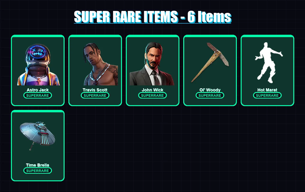 [PC] | Astro Jack | Travis Scott | John Wick | Frozen Love Ranger | Ronin | 69 skin | 77 pickaxe | 70 emote | 66 glider | Lv941 — Fortnite account
