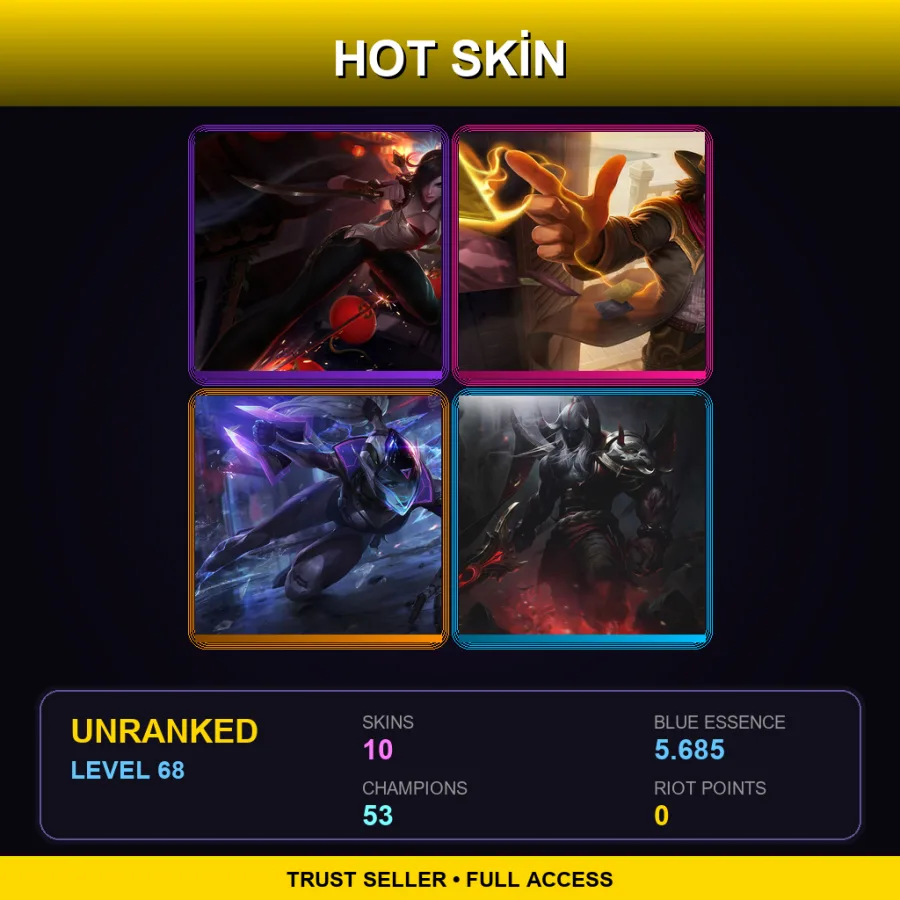TR | Lv68 | Unranked | 10 Skin | 53 Champ