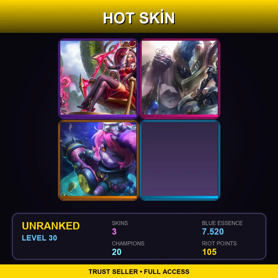 EUW | Lv30 | Unranked | 3 Skin | 20 Champ — LoL account