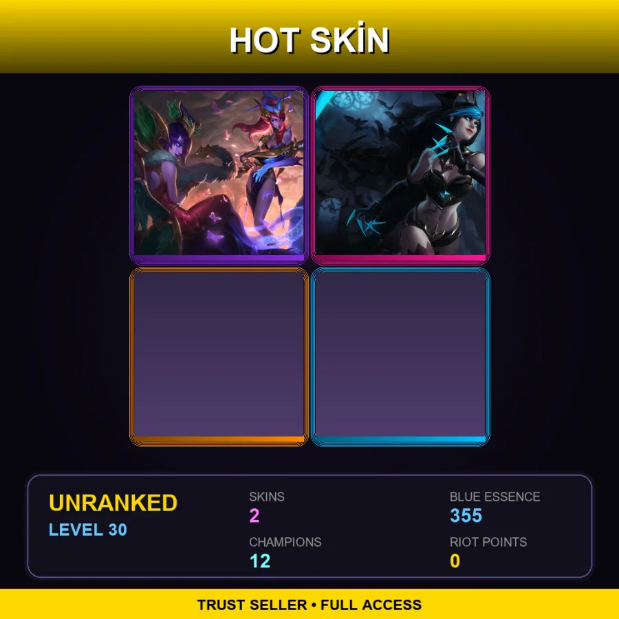 NA | Lunar Wraith Caitlyn | Shadow Evelynn | 2 Skin | 12 Champ | Lv30 — LoL account