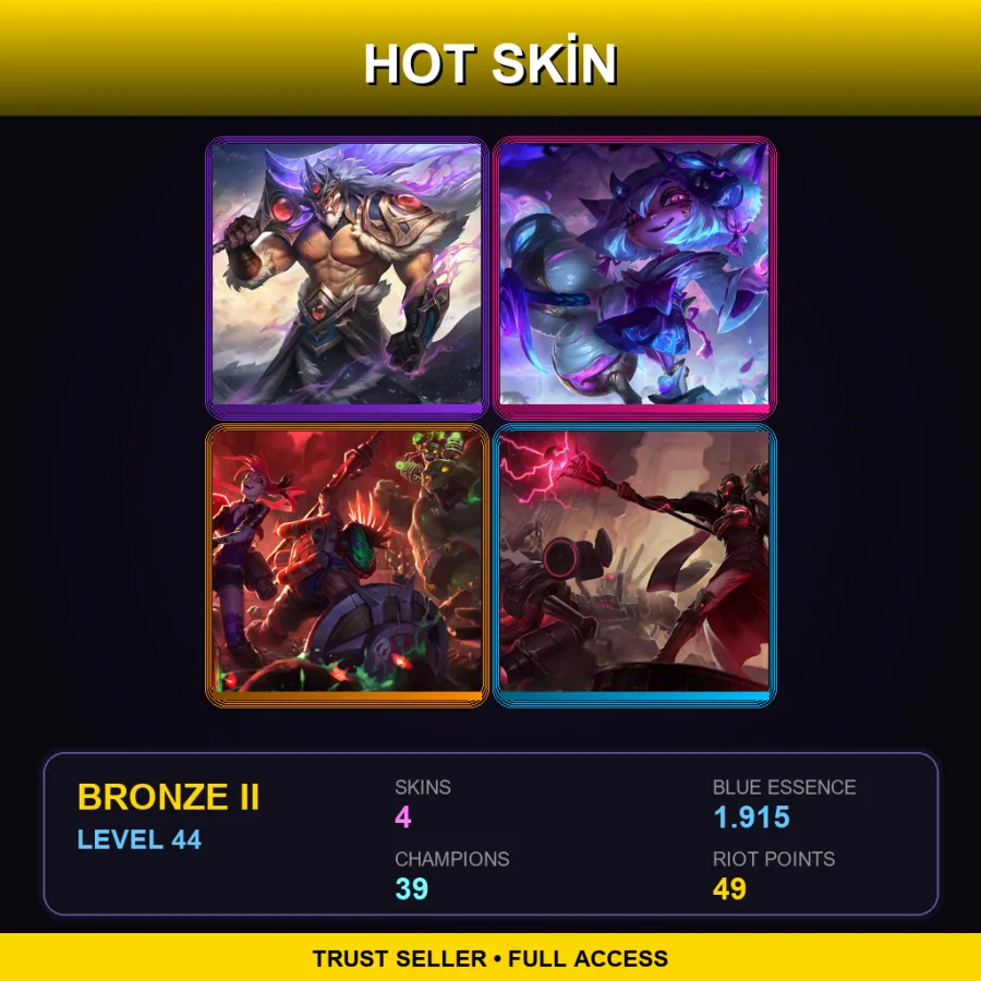 LAN | Lv44 | Bronze II | 4 Skin | 39 Champ — LoL account