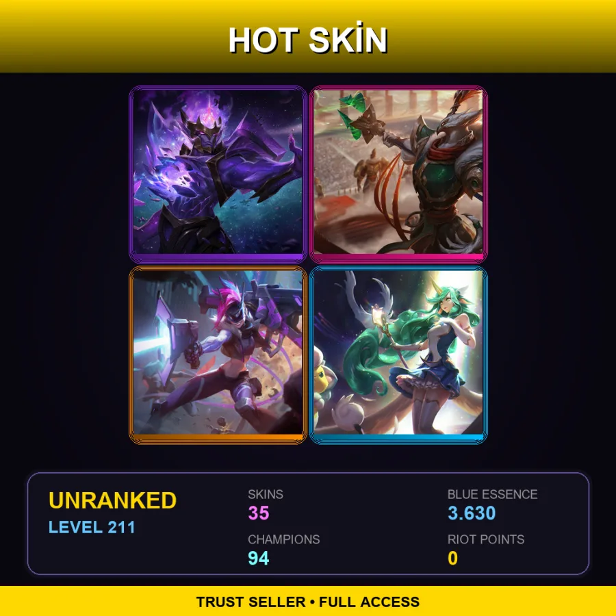 LAS | Lv211 | Unranked | 35 Skin | 94 Champ — LoL account