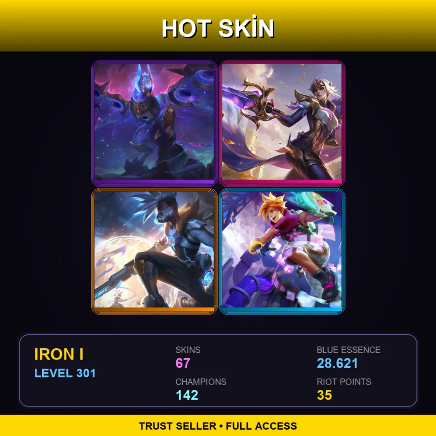 EUW | Lv301 | Iron I | 67 Skin | 142 Champ — LoL account