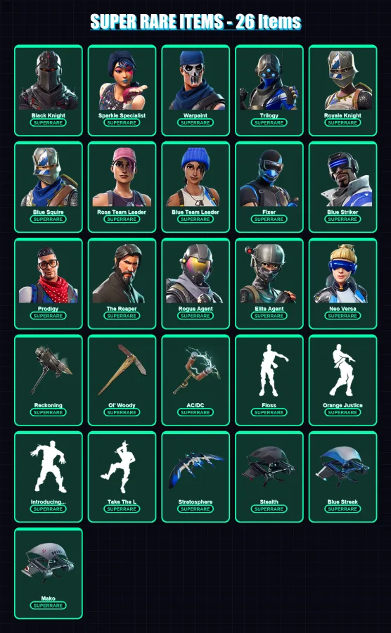 [PS4/PS5/XBOX/PC] | OG Skull Trooper | Black Knight | Sparkle Specialist | Warpaint | Trilogy | 92 skin | 121 pickaxe | 97 emote | 114 glider | Lv16