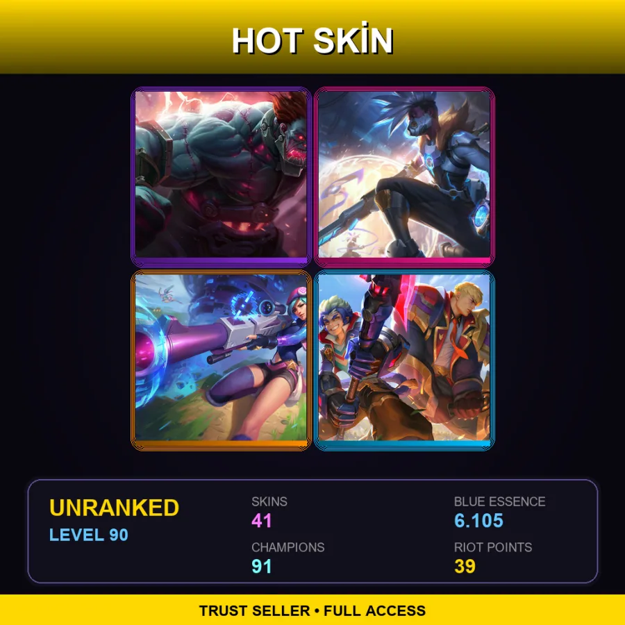EUW | Lv90 | Unranked | 41 Skin | 91 Champ