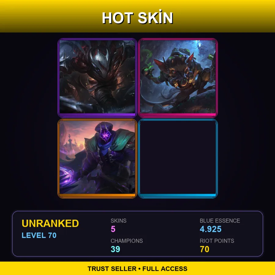 EUW | Lv70 | Unranked | 5 Skin | 39 Champ