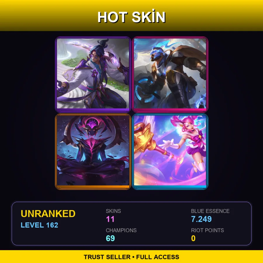 ME | Lv162 | Unranked | 11 Skin | 69 Champ — LoL account