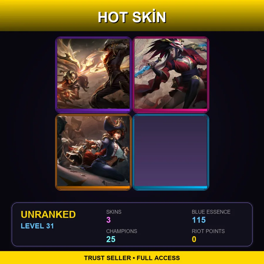 EUW | Lv31 | Unranked | 3 Skin | 25 Champ