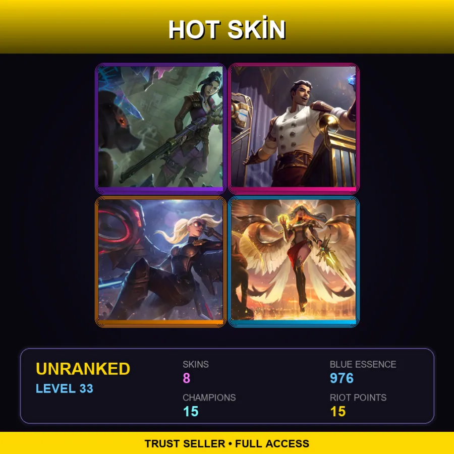 LAN | Lv33 | Unranked | 8 Skin | 15 Champ