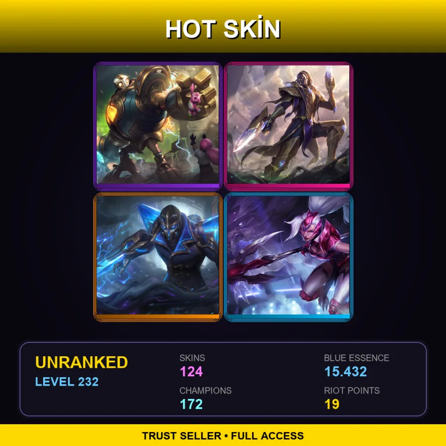VN | Lv232 | Unranked | 124 Skin | 172 Champ