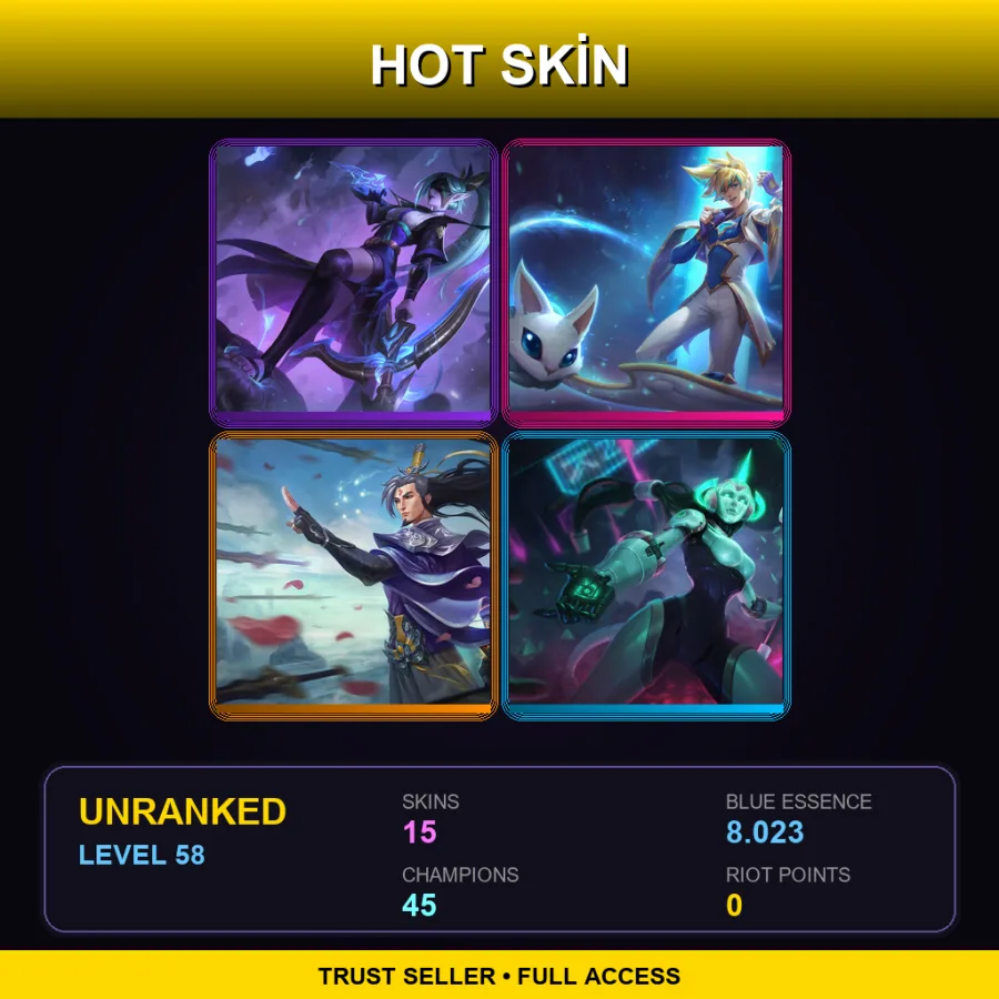 EUNE | Lv58 | Unranked | 15 Skin | 45 Champ — LoL account