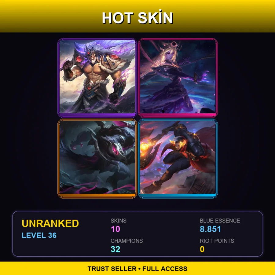 ME | Lv36 | Unranked | 10 Skin | 32 Champ — Unranked / Smurf League of Legends